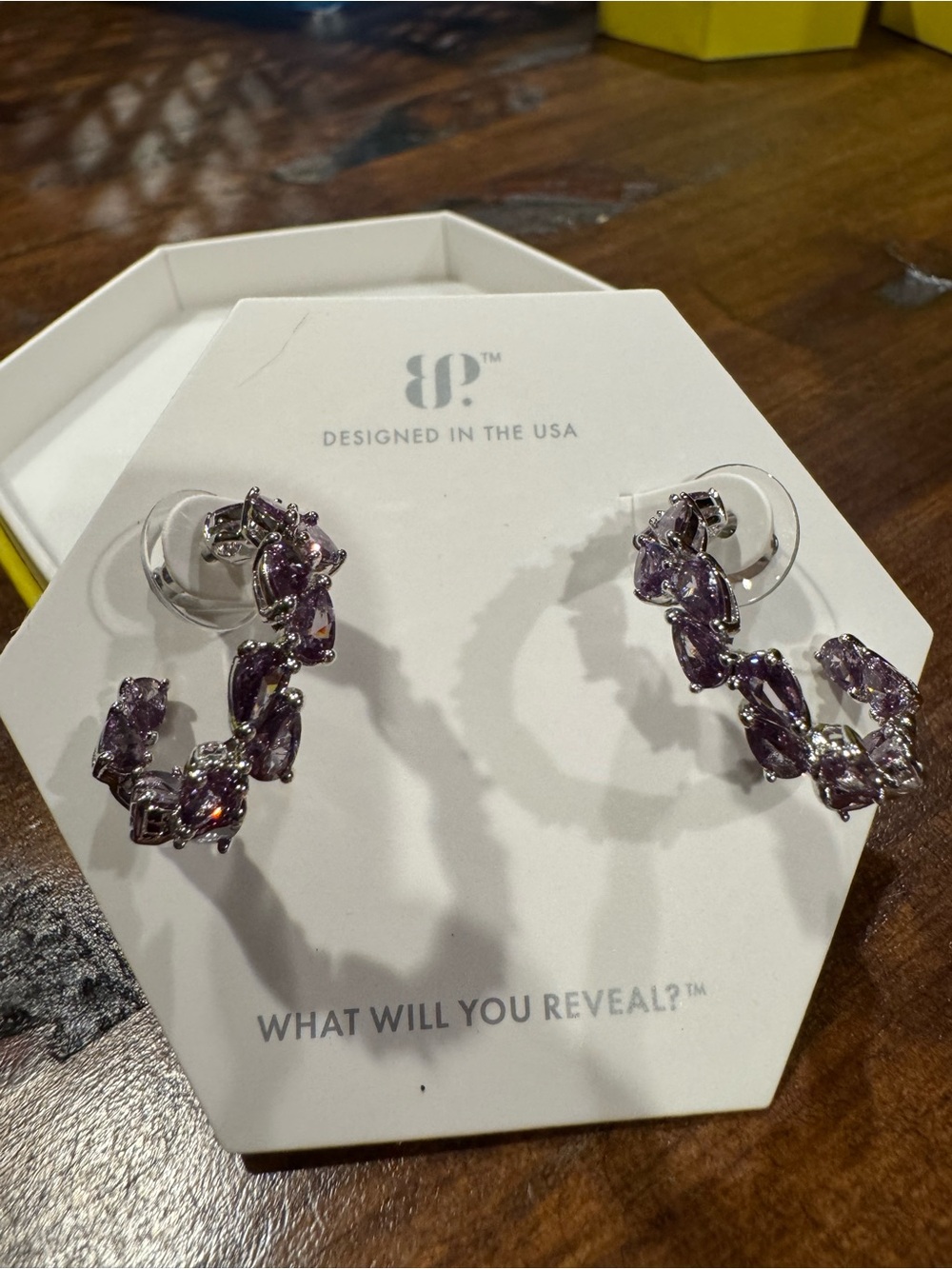 Delicate Purple Crystal Hoop Earrings by BP.